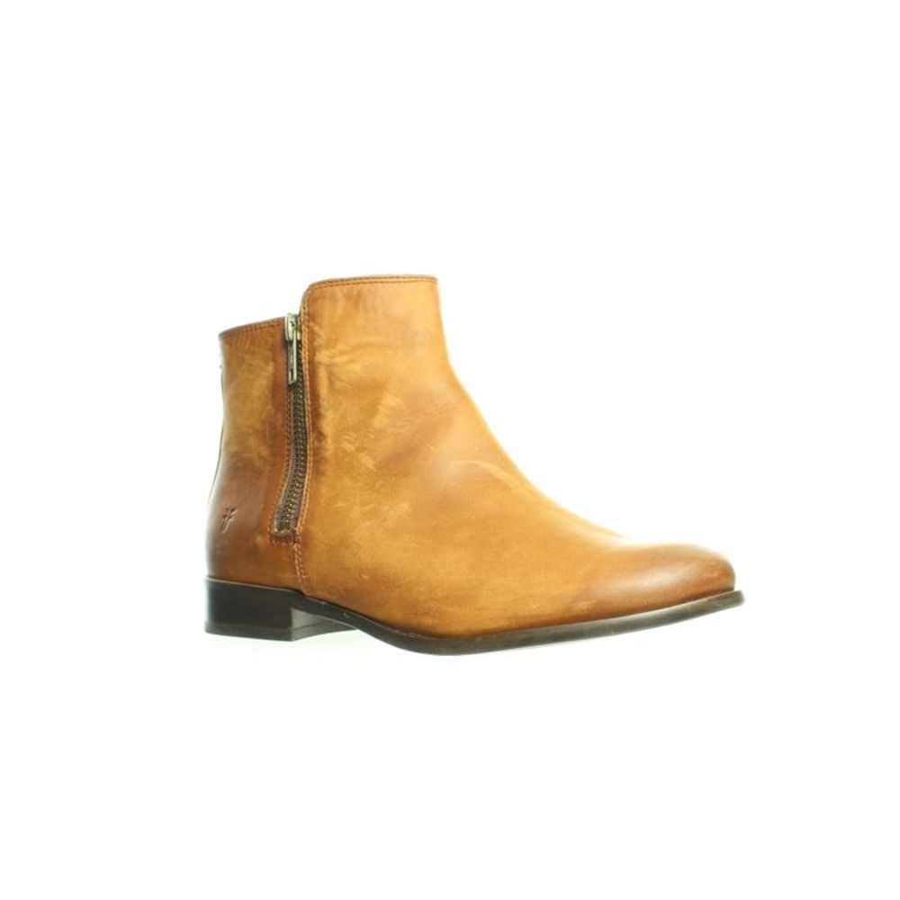 Frye Womens Carly Double Zip Cognac Ankle Boots Size 7.5 Medium (B, M)